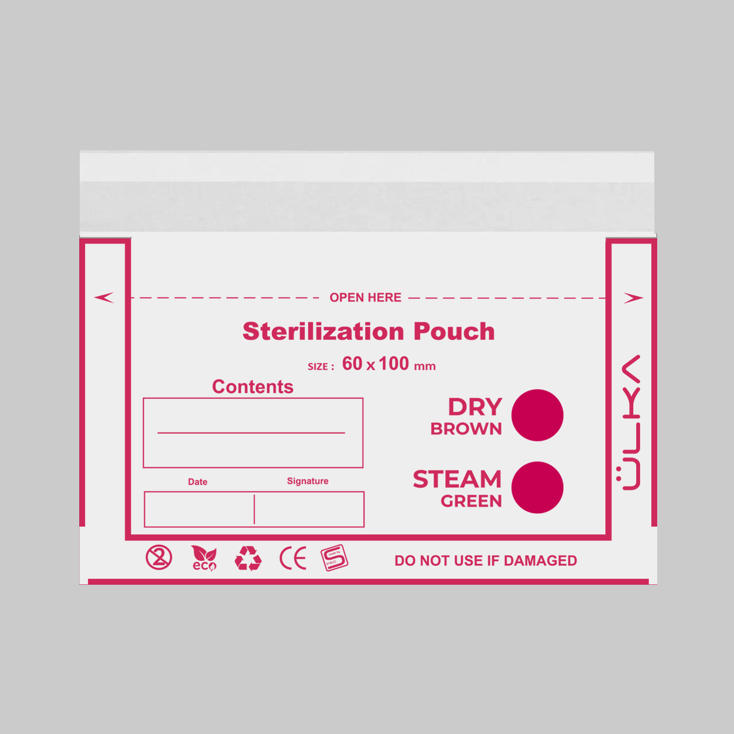 Kraft Sterilization Pouches with Indicator by ÜLKA (100x60)