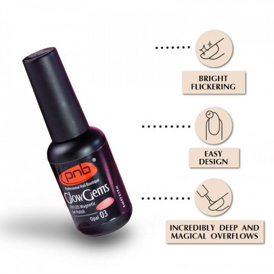 Magnetic Gel Nail Polish PNB Glow Gems 03 Opal