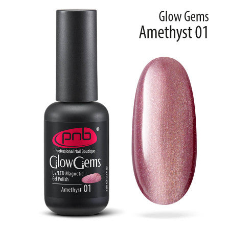 Magnetic Gel Nail Polish PNB Glow Gems 01 Amethyst