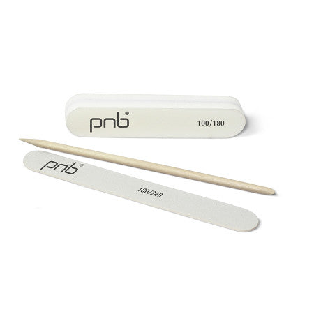 Personal kit for manicure (mini-nail file 180/240, mini-buff 100/180, orange wood stick)