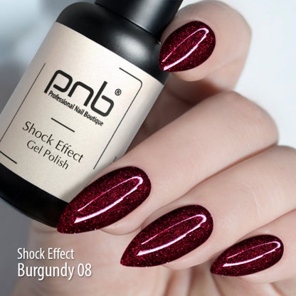 UV/LED Gel Polish SHOCK EFFECT 08 Burgundy PNB 8 ml    