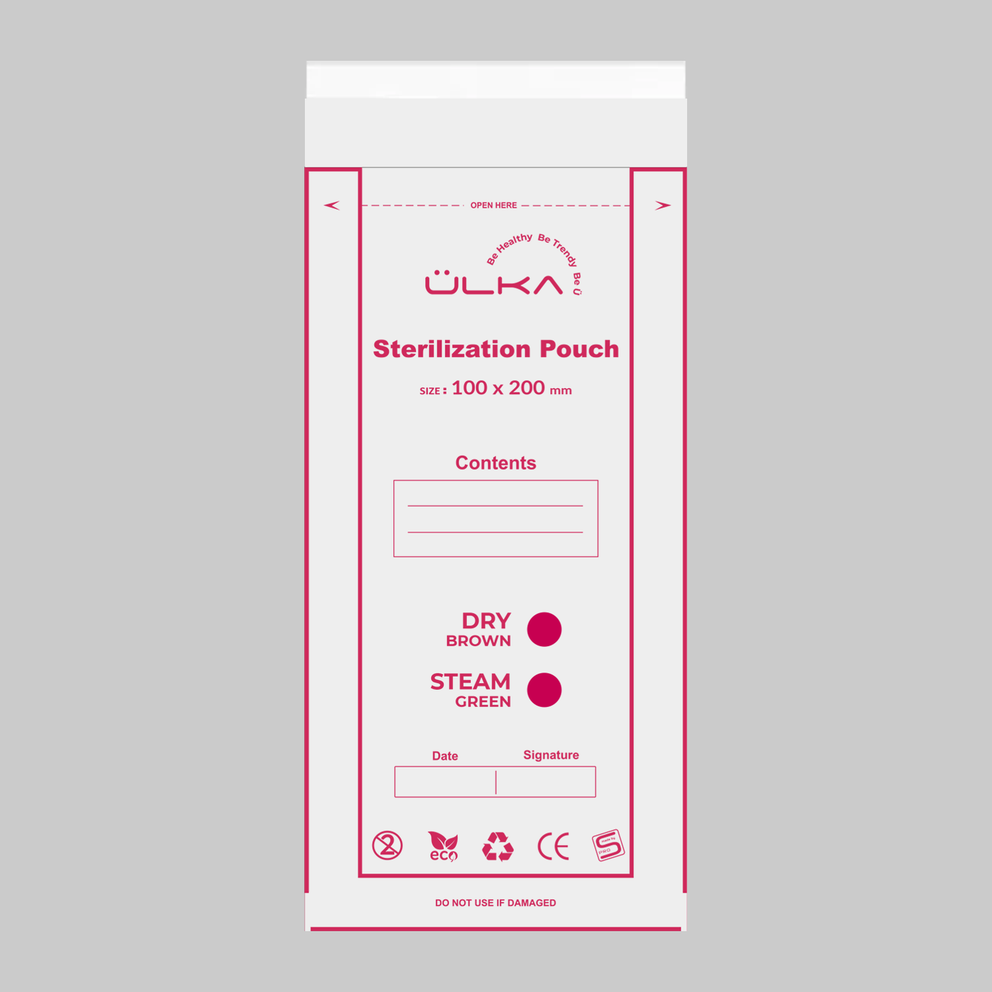 Kraft Sterilization Pouches with Indicator by ÜLKA (100x200)