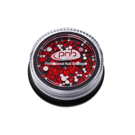 Rhinestones PNB red, mix sizes, glass