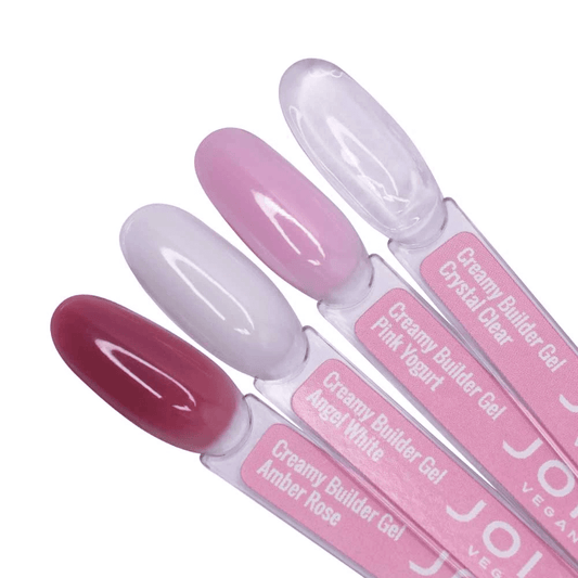 Palette colors Creamy Builder Gel JOIA vegan (pink yogurt, crystal clear, angel white, amber rose)