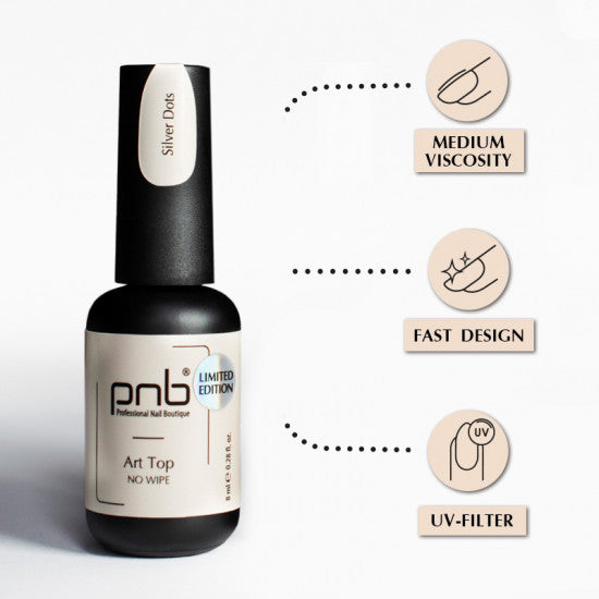 Art Top PNB, Silver Dots, No Wipe, 8 ml