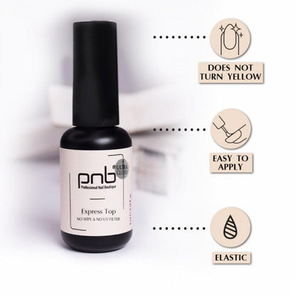 Gel Nail Polish Express Top no wipe PNB ml Long-lasting and