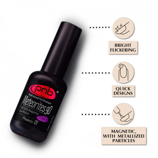 Magnetic Gel Nail Polish PNB Meteorites 01 Phoenix