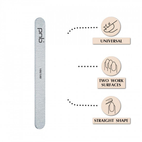 Nail file PNB 100/180 Gray, straight  (25 pcs/pack)  price for 1 pc