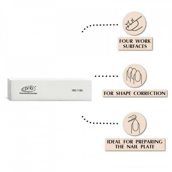 06. Buff-bar for nails PNB 180/180 White,rectangular  (10 pcs/pack)  price for 1 pc