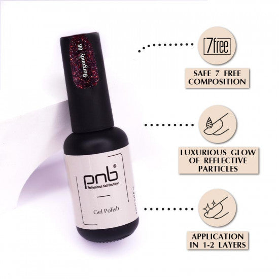 UV/LED Gel Polish SHOCK EFFECT 08 Burgundy PNB 8 ml    